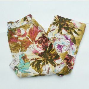Chico's 100% linen floral tropical ankle pants